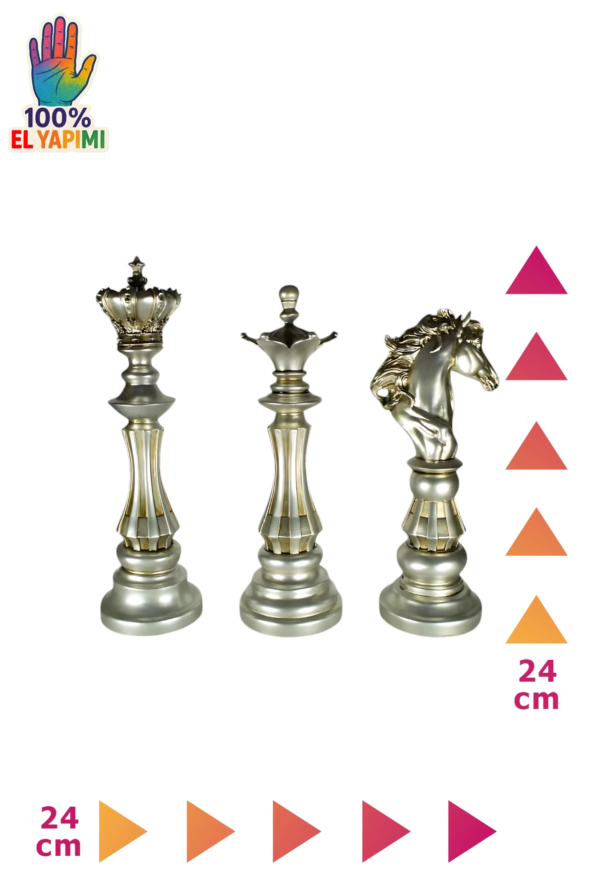 Dekoratif Satranç Takımı Biblo Seti - Gümüş