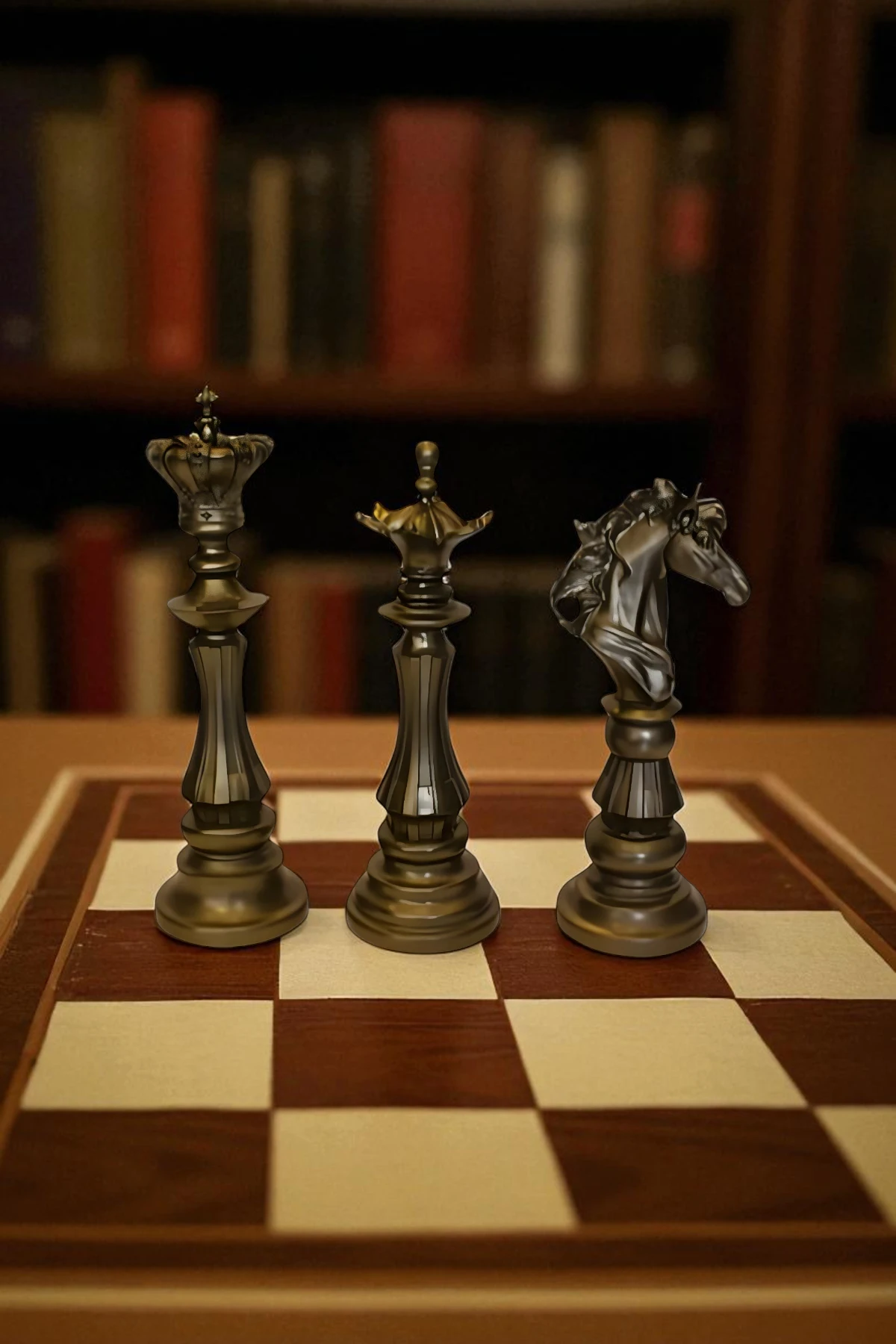 Dekoratif Satranç Takımı Biblo Seti - Bronz