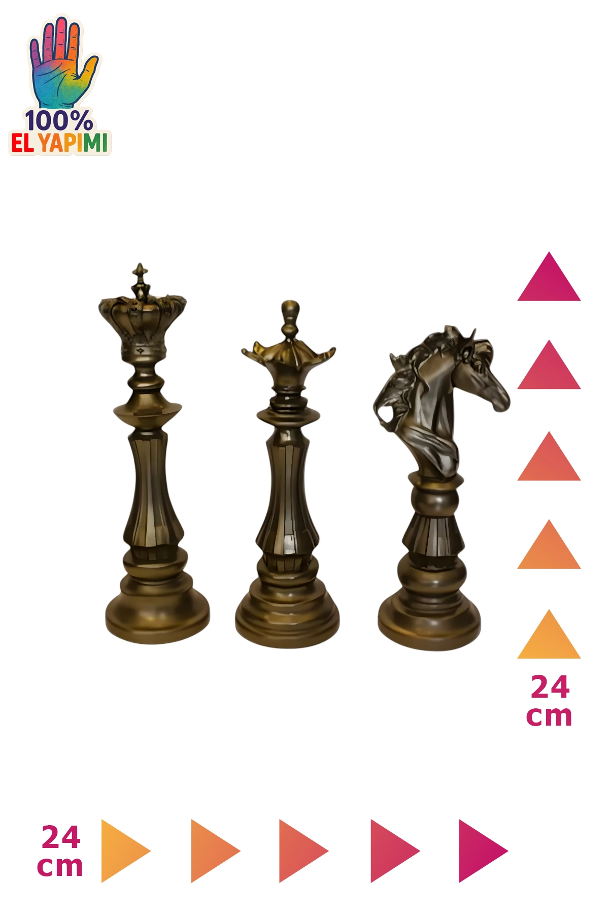 Dekoratif Satranç Takımı Biblo Seti - Bronz