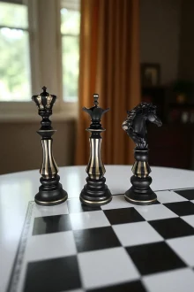 Dekoratif Satranç Takımı Biblo Seti - Siyah