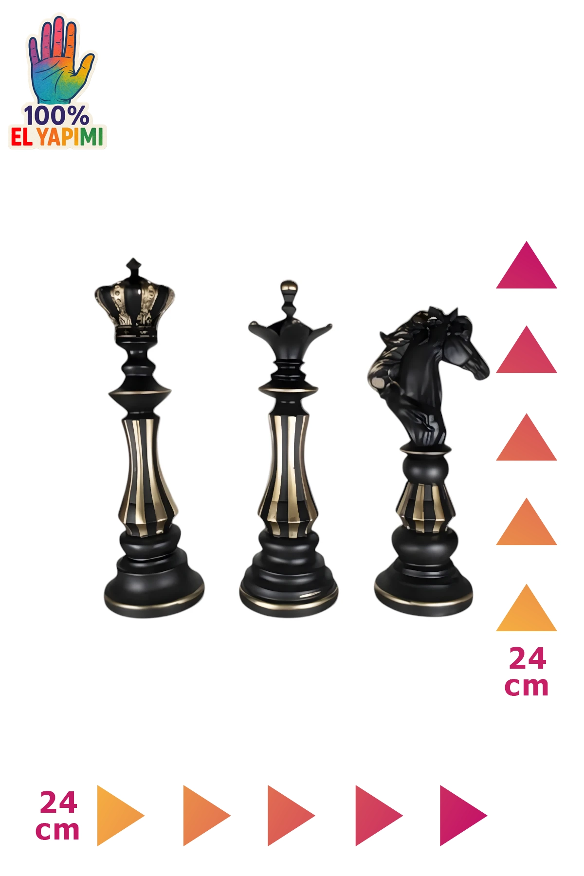 Dekoratif Satranç Takımı Biblo Seti - Siyah