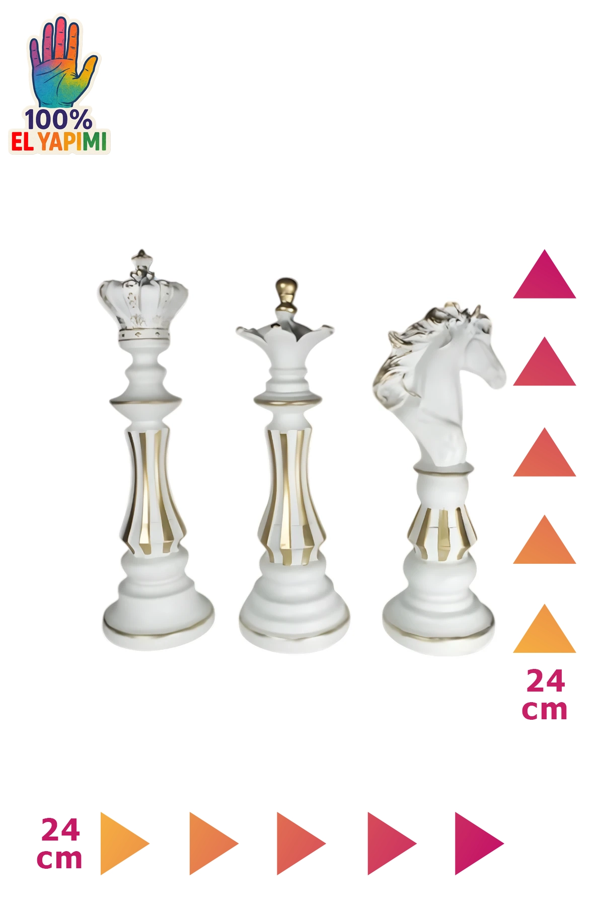 Dekoratif Satranç Takımı Biblo Seti - Beyaz