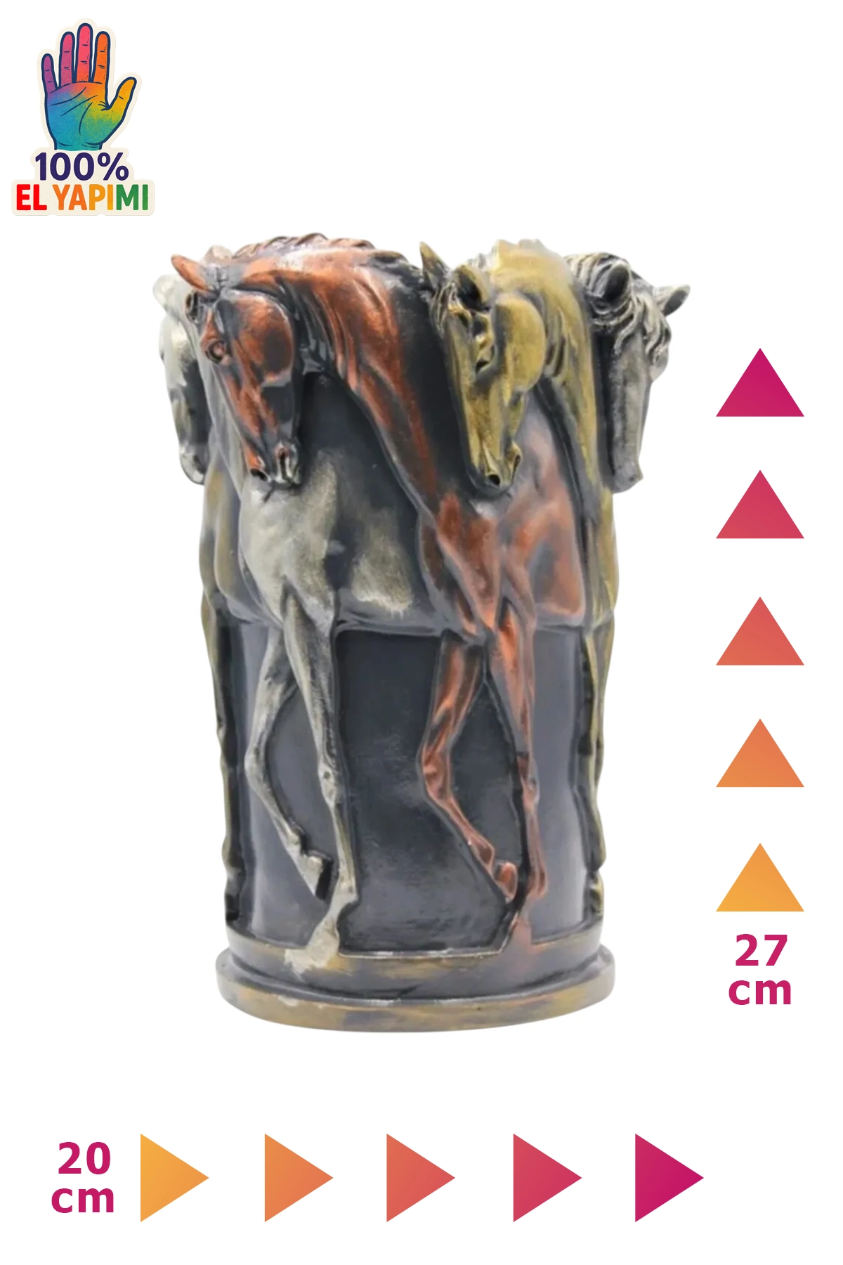 Atlı Vazo Heykeli - Renkli