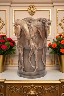 Atlı Vazo Heykeli - Bronz