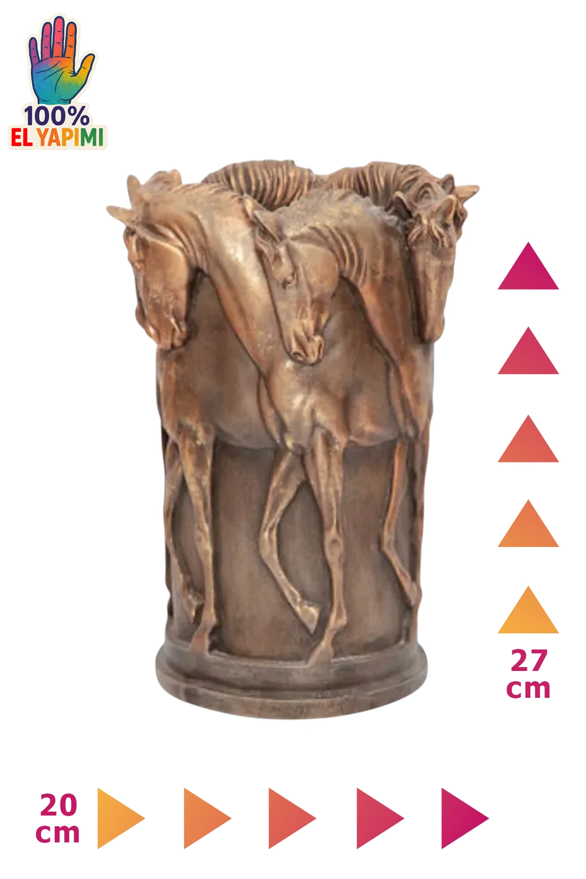 Atlı Vazo Heykeli - Bronz