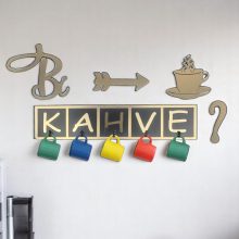Bi Kahve Mutfak Fincan ve Kupa Askılığı - Altın