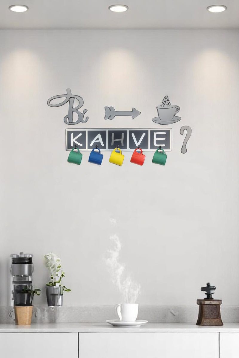 Bi Kahve Mutfak Fincan ve Kupa Askılığı - Gümüş