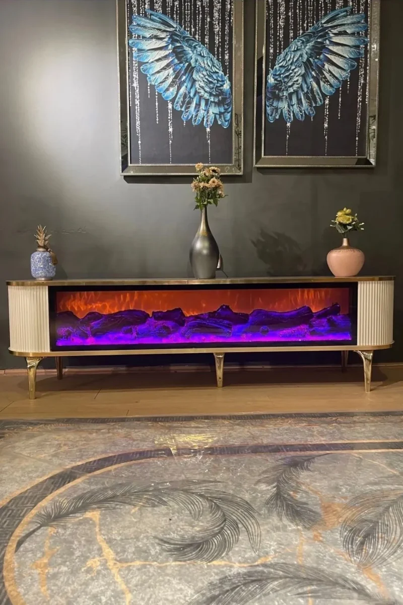 Bluetoothlu Şömineli TV Ünitesi – 180 CM