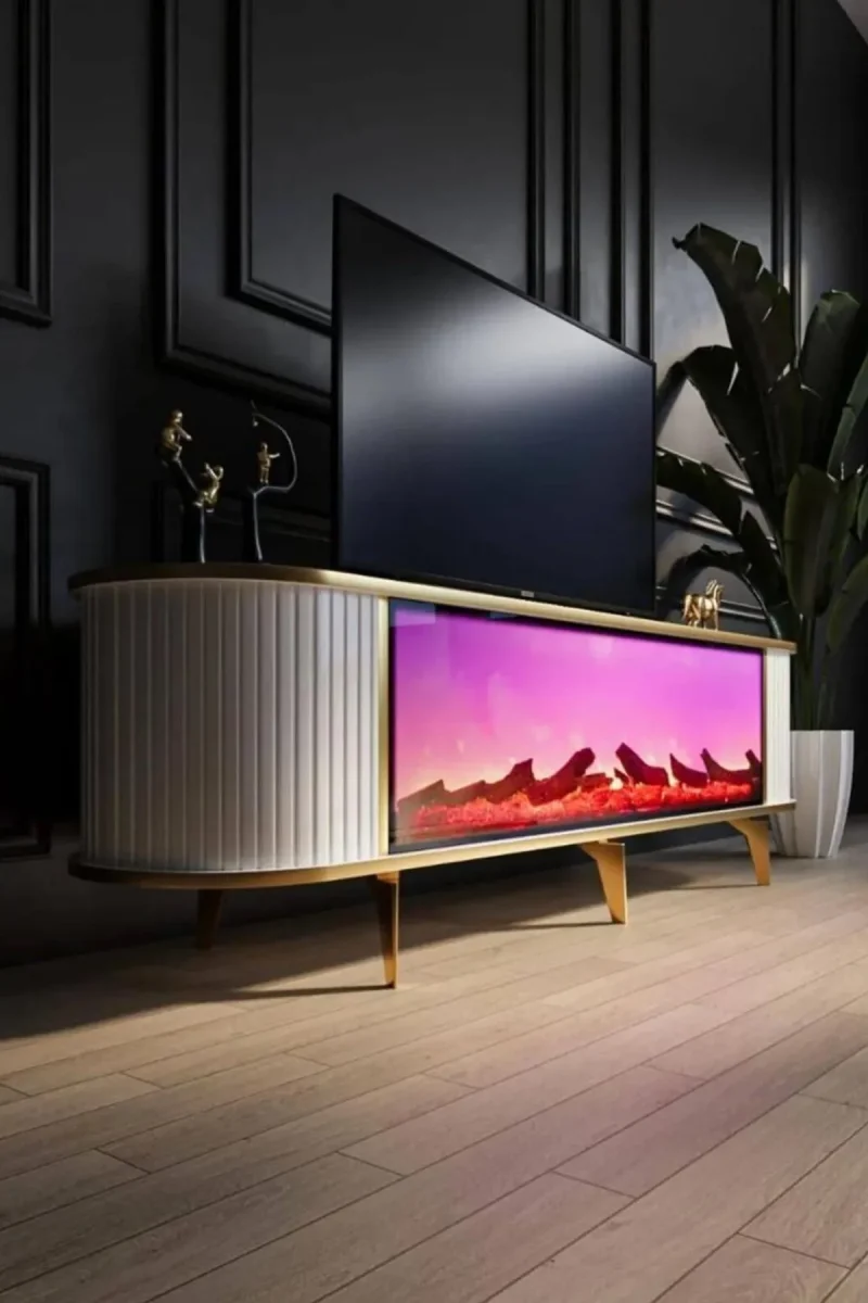 Bluetoothlu Şömineli TV Ünitesi – 180 CM