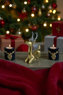 Yılbaşı Ceylan Mumluk Seti - Altın/Siyah