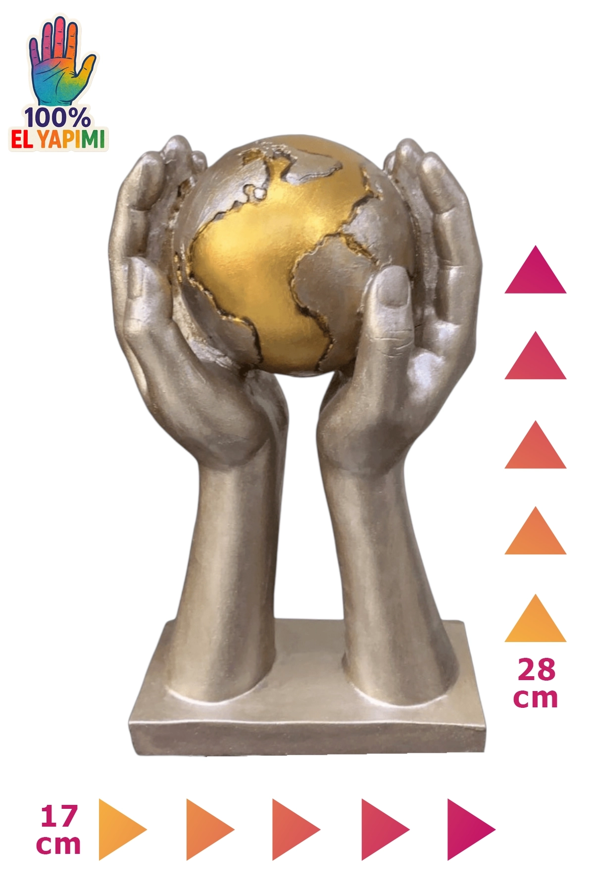 Dünya Tutan El Heykeli - Gümüş/Altın