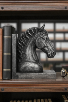 At Kafası Kitap Tutucu - Gümüş