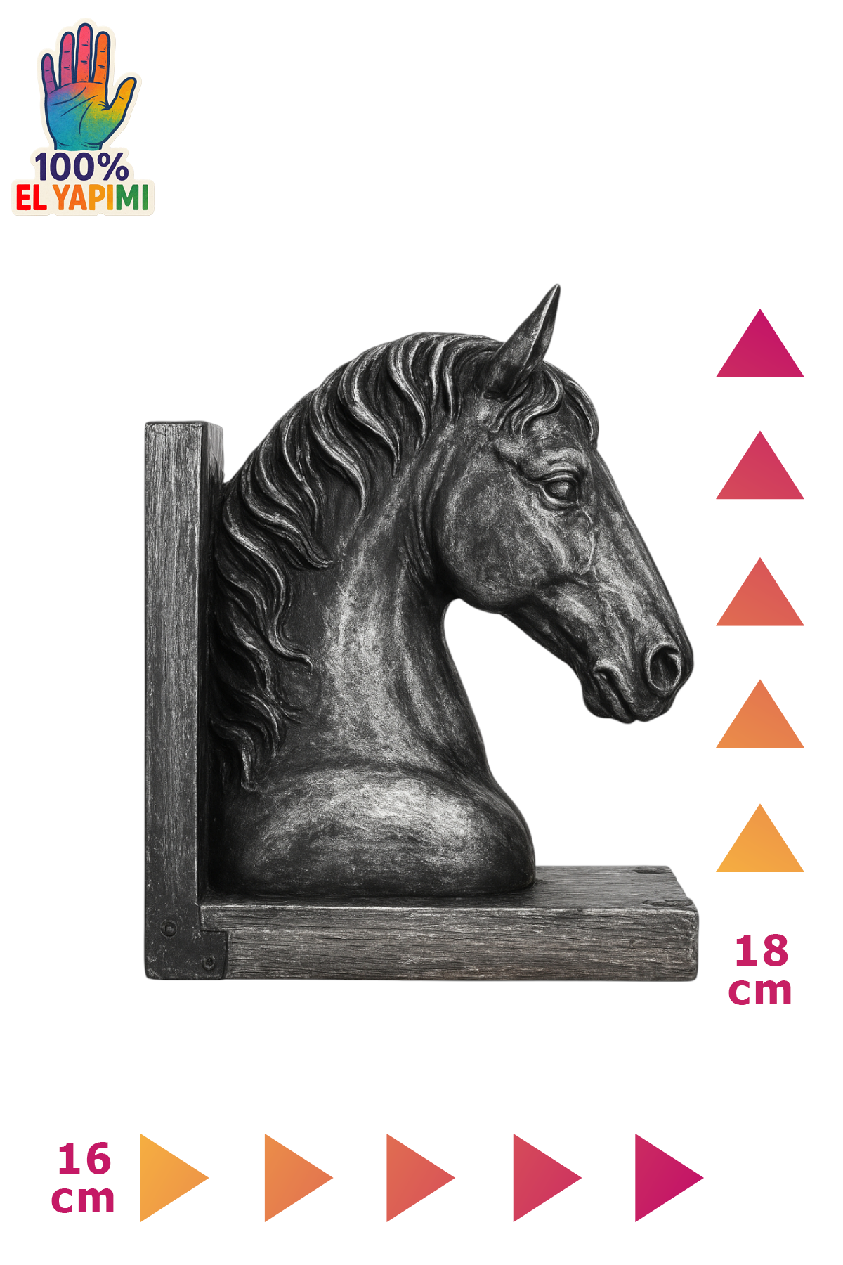 At Kafası Kitap Tutucu - Gümüş