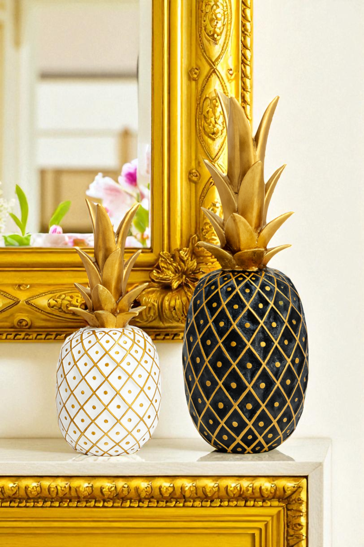 İkili Ananas Biblo - Siyah/Beyaz