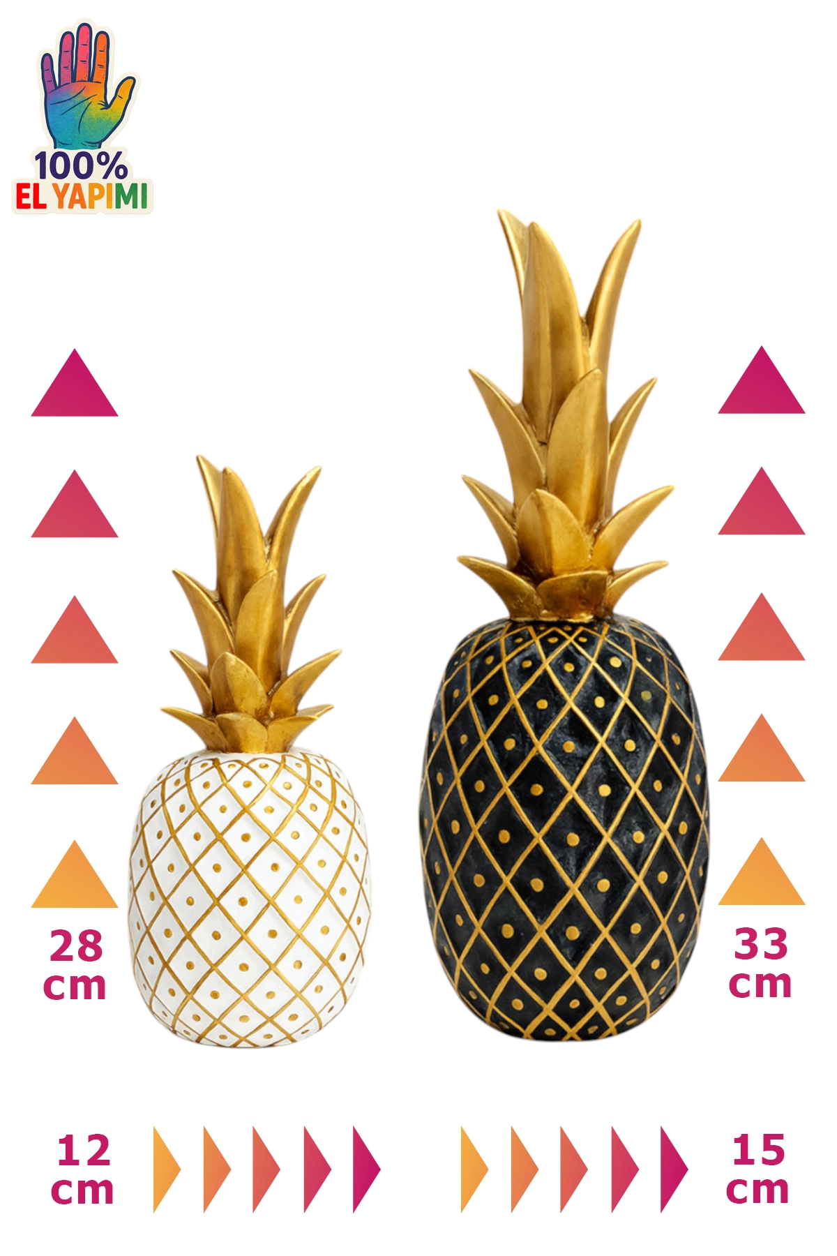 İkili Ananas Biblo - Siyah/Beyaz