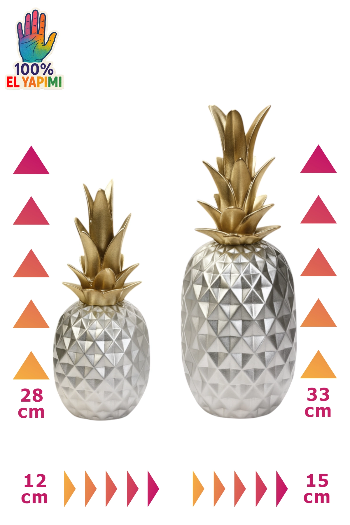 İkili Ananas Biblo - Gümüş