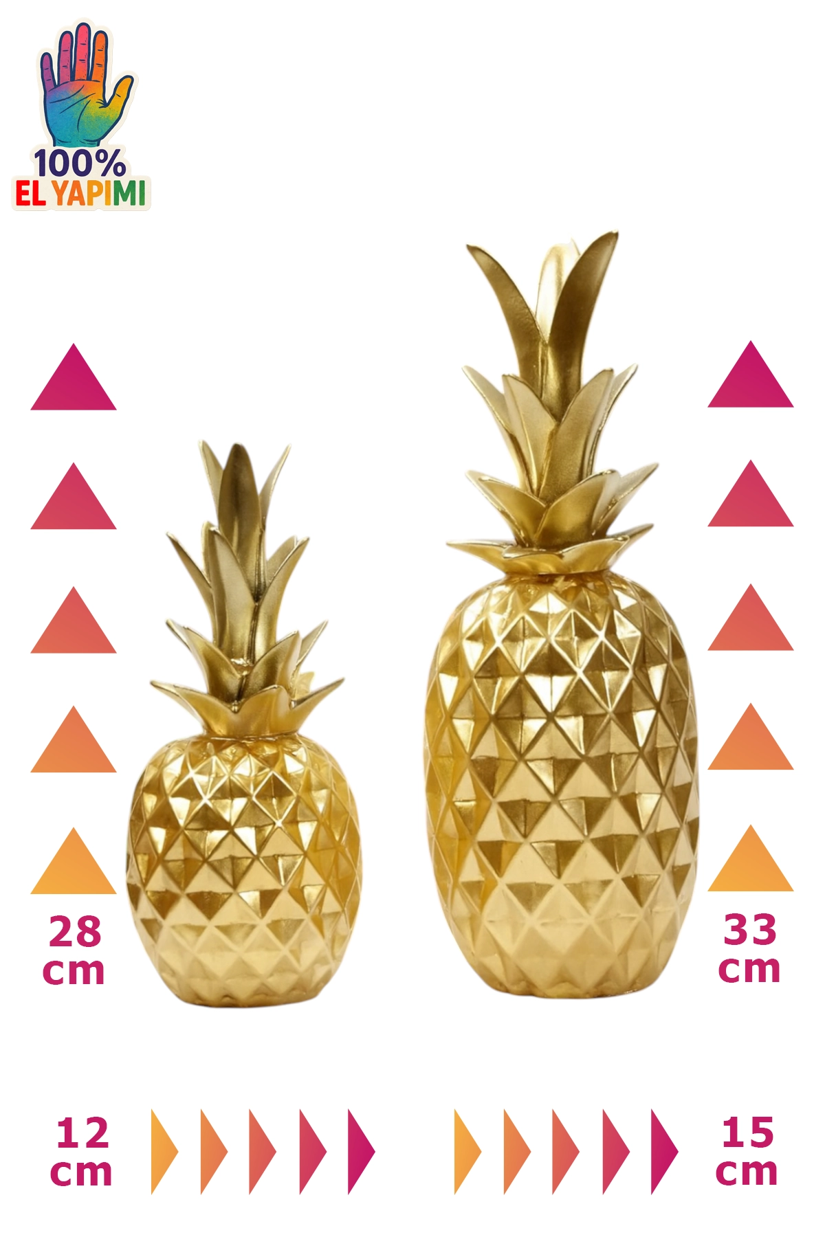 İkili Ananas Biblo - Altın