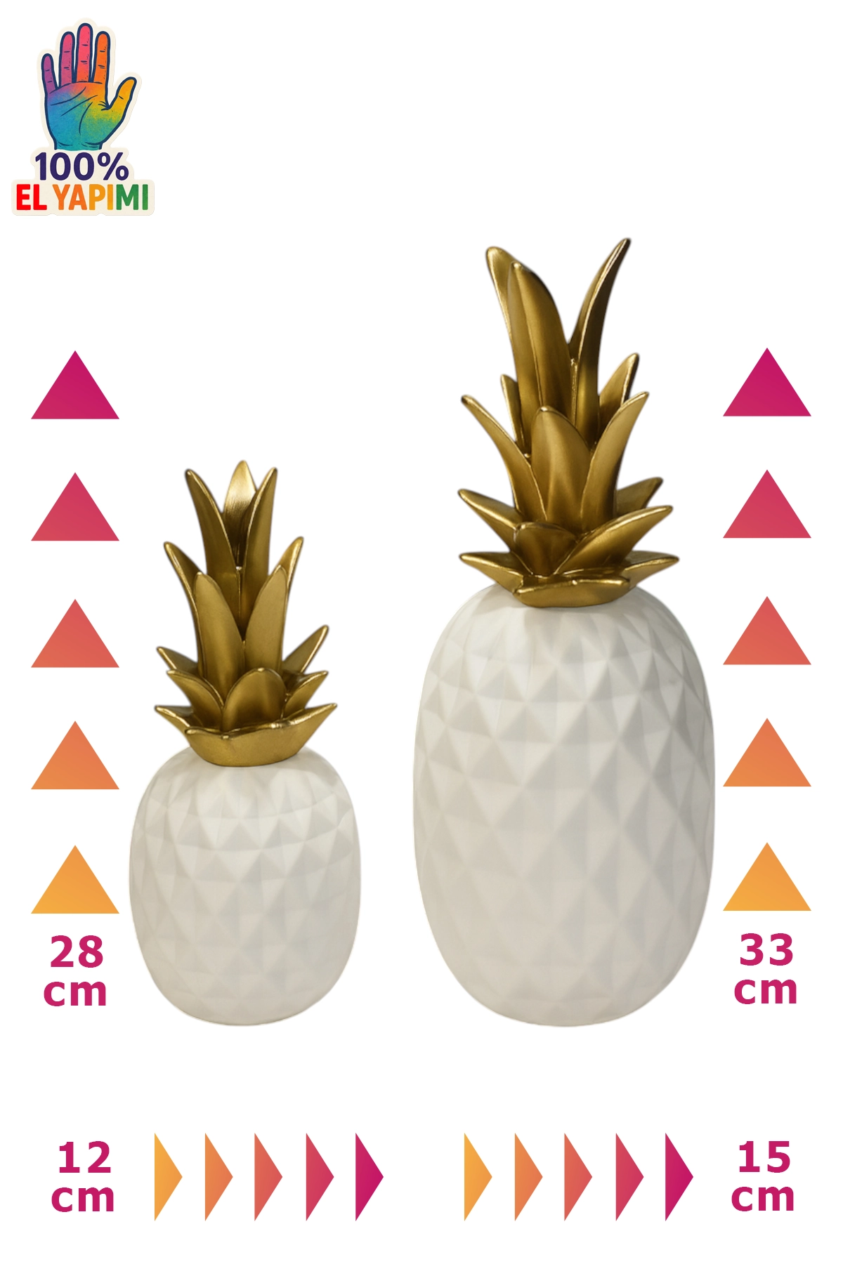 İkili Ananas Biblo - Beyaz