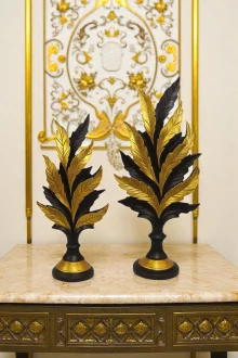 İkili Yaprak Biblo - Altın/Siyah