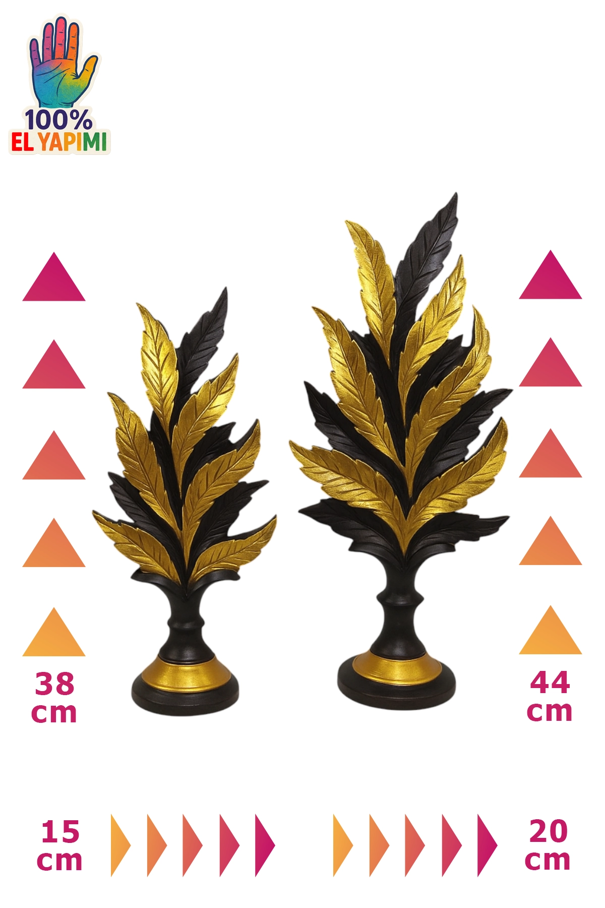 İkili Yaprak Biblo - Altın/Siyah