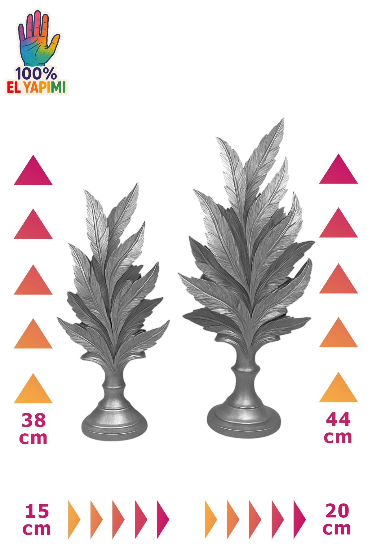 İkili Yaprak Biblo - Gümüş