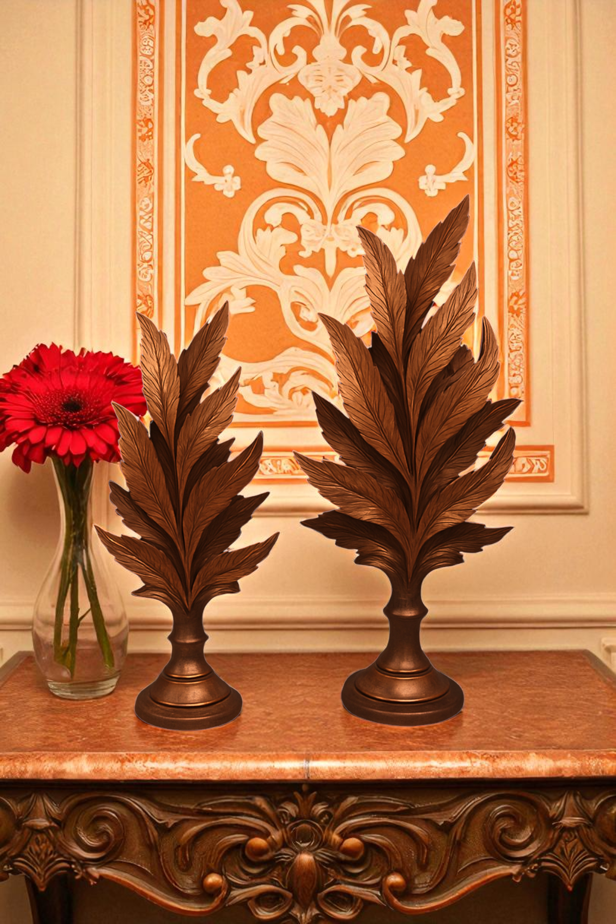 İkili Yaprak Biblo - Bronz