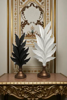 İkili Yaprak Biblo - Siyah/Beyaz