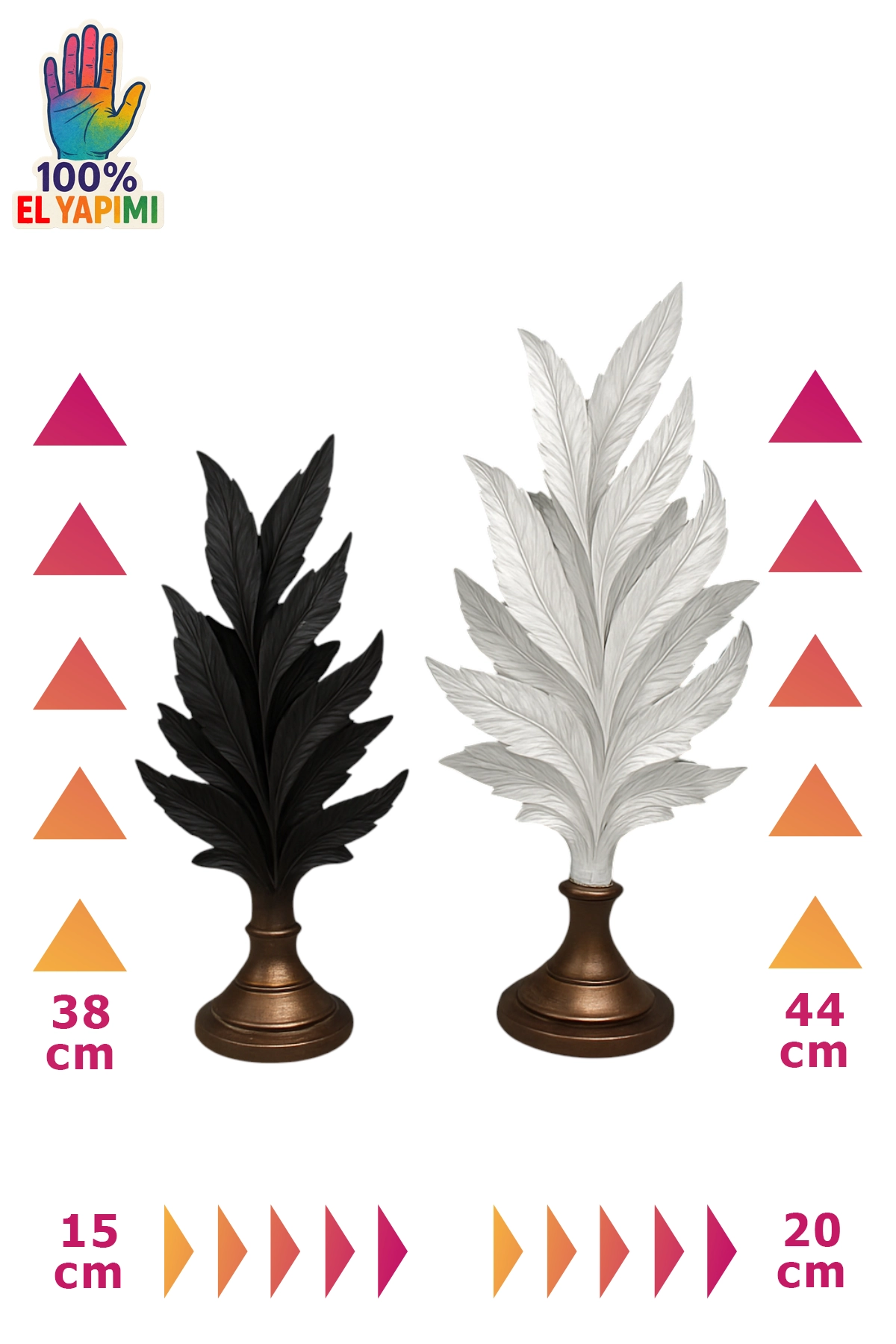 İkili Yaprak Biblo - Siyah/Beyaz