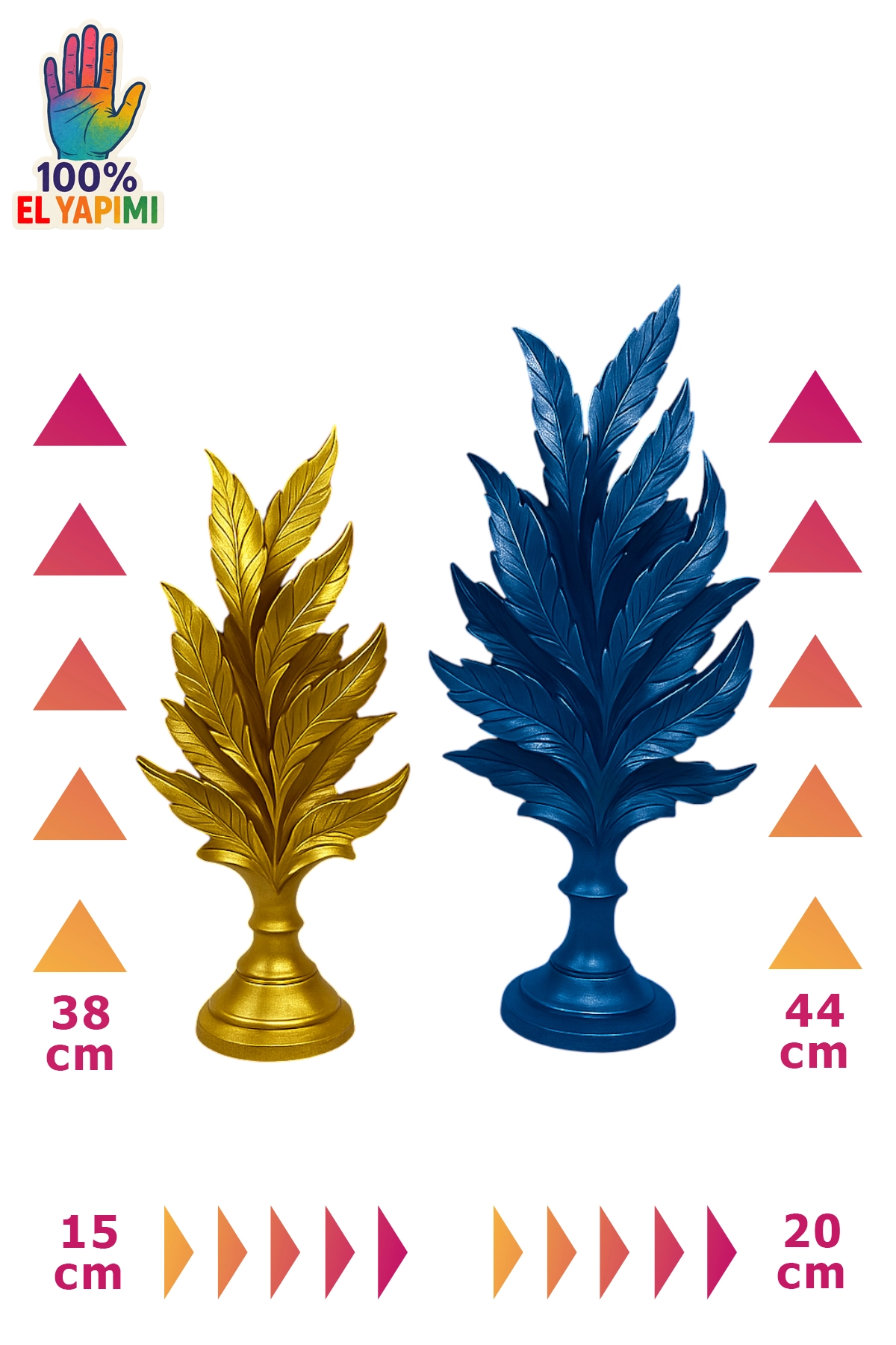 İkili Yaprak Biblo - Altın/Lacivert