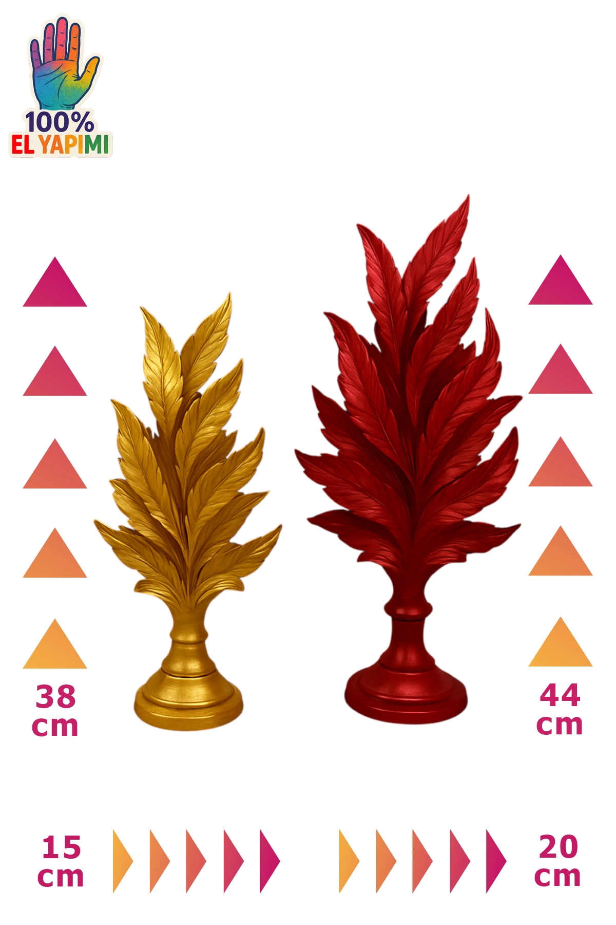 İkili Yaprak Biblo - Altın/Kırmızı