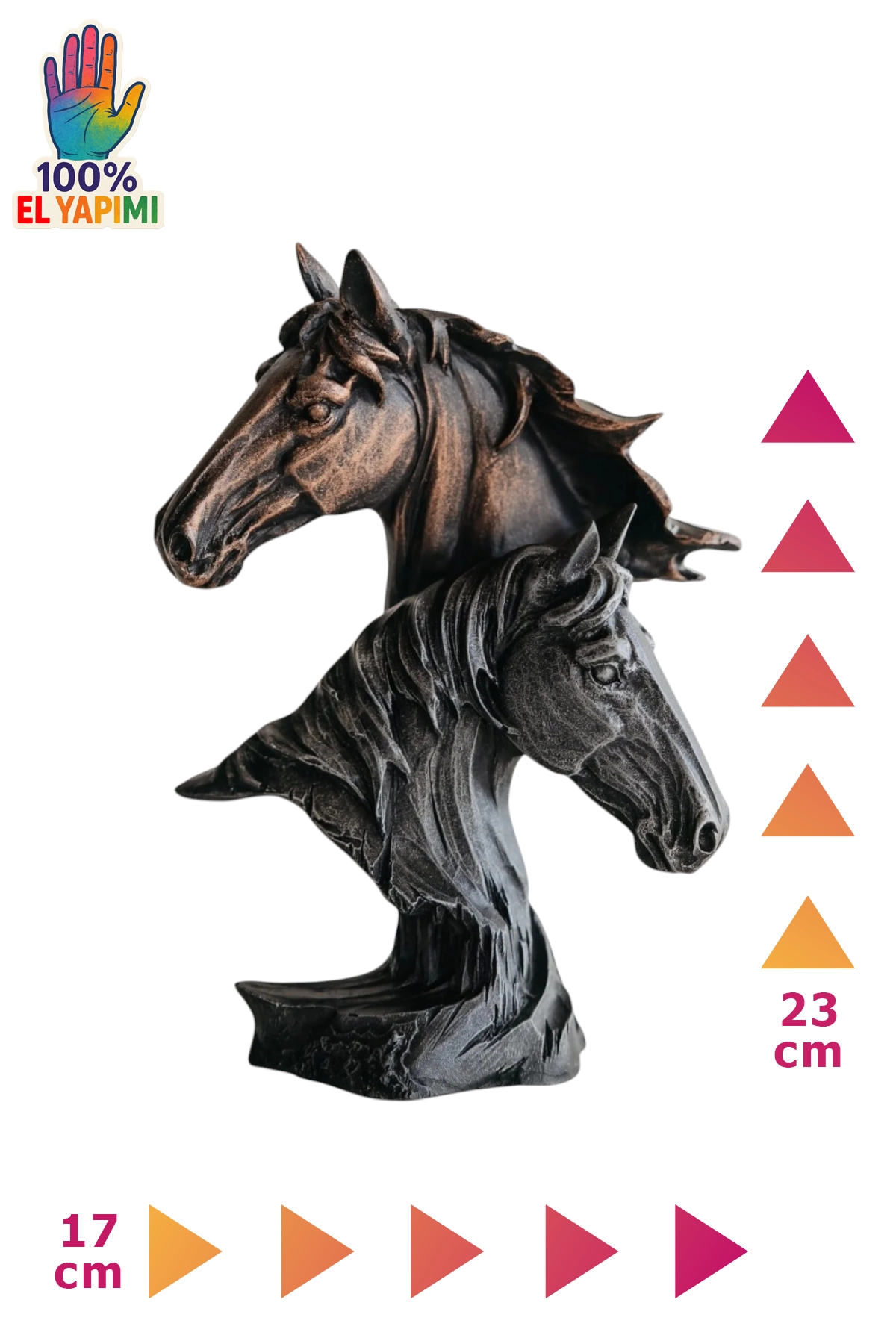 İkiz Atlar Büst Biblo - Bronz/Gümüş