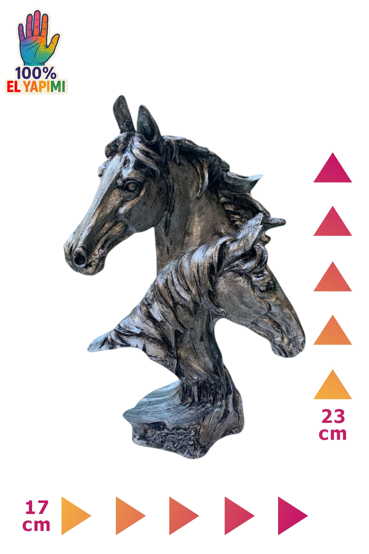 İkiz Atlar Büst Biblo - Gümüş