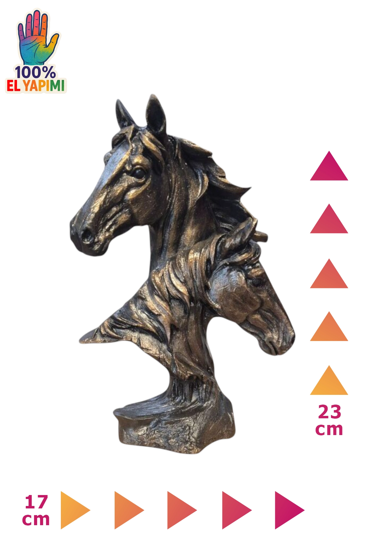 İkiz Atlar Büst Biblo - Altın