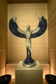 İsis Heykel Şamdanlık ve Mumluk - Altın/Siyah