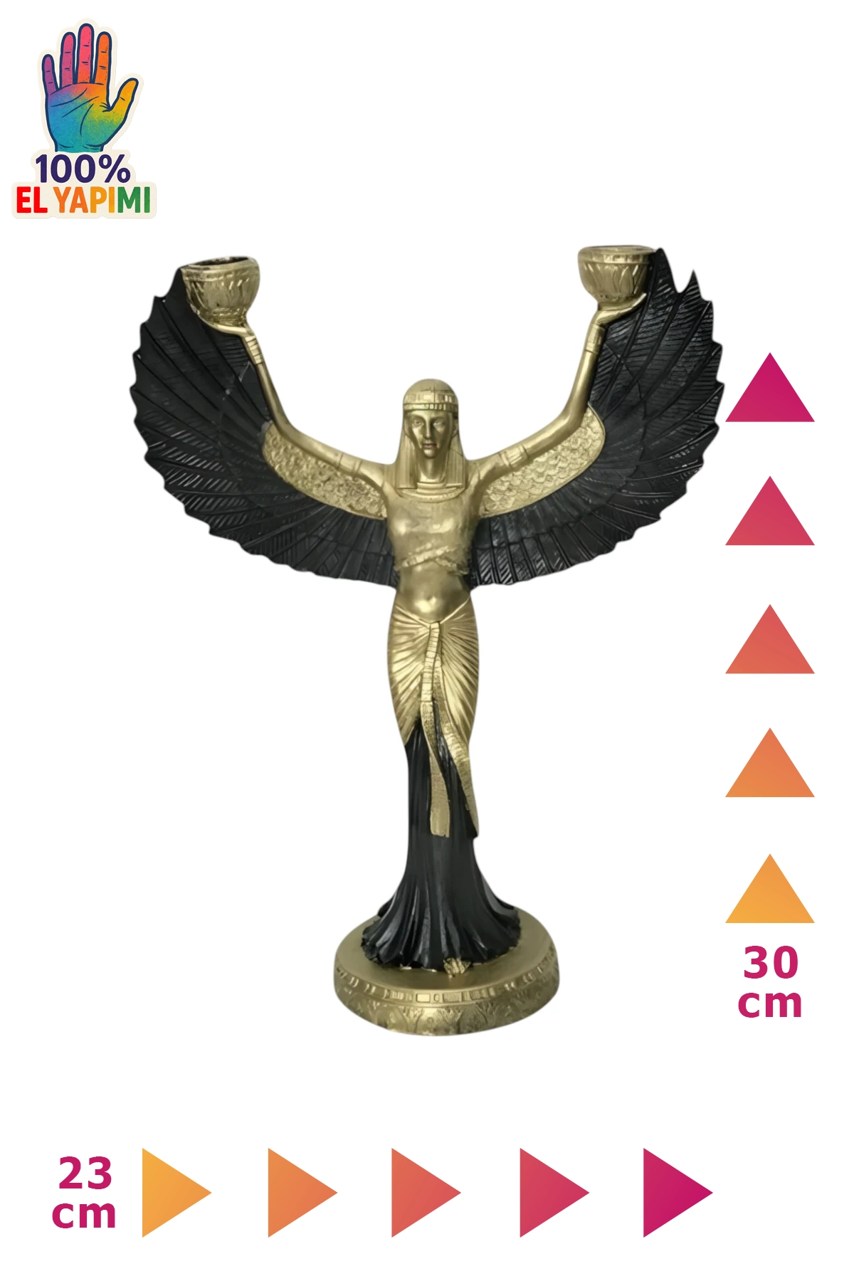 İsis Heykel Şamdanlık ve Mumluk - Altın/Siyah