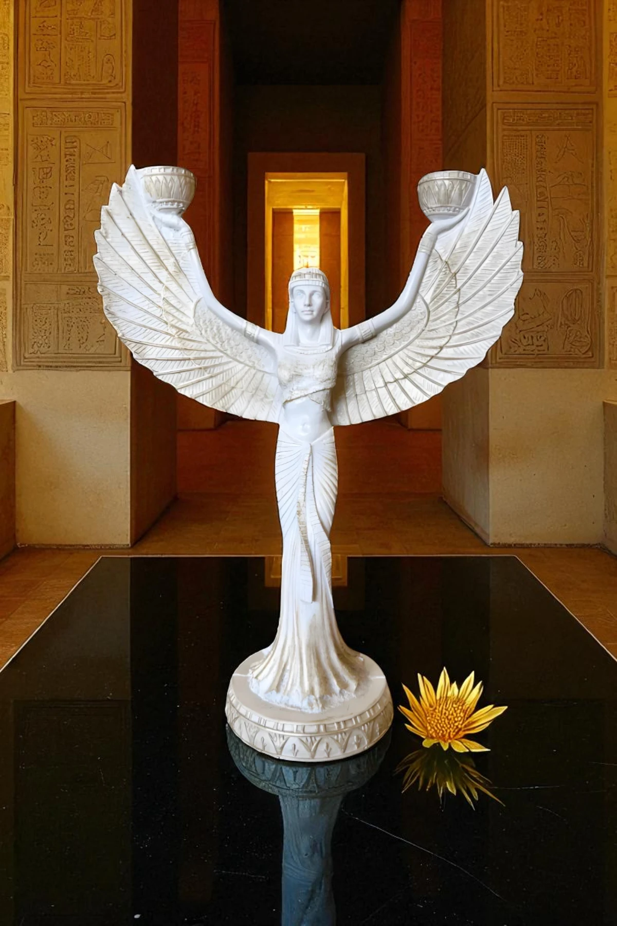 İsis Heykel Şamdanlık ve Mumluk - Beyaz