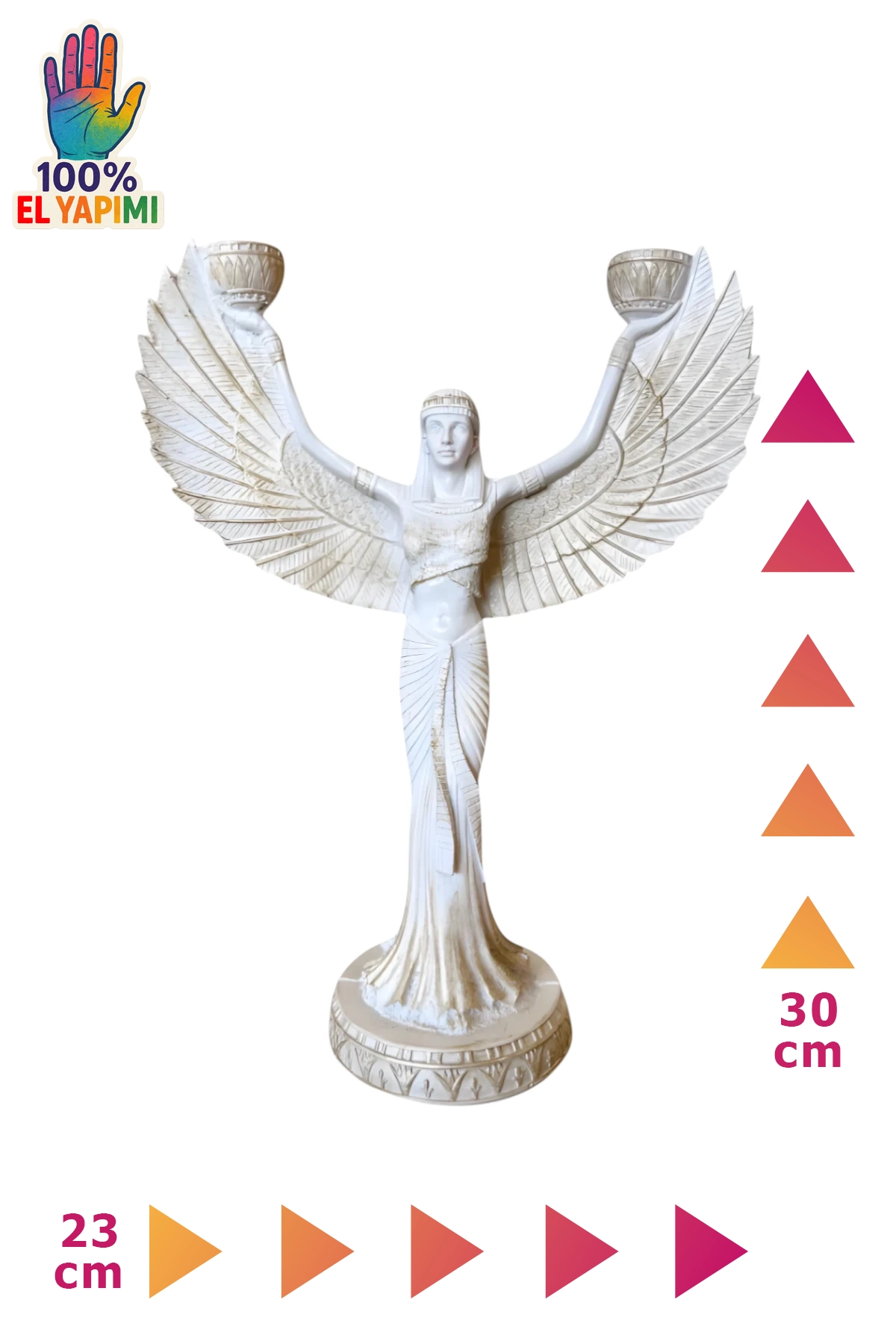 İsis Heykel Şamdanlık ve Mumluk - Beyaz