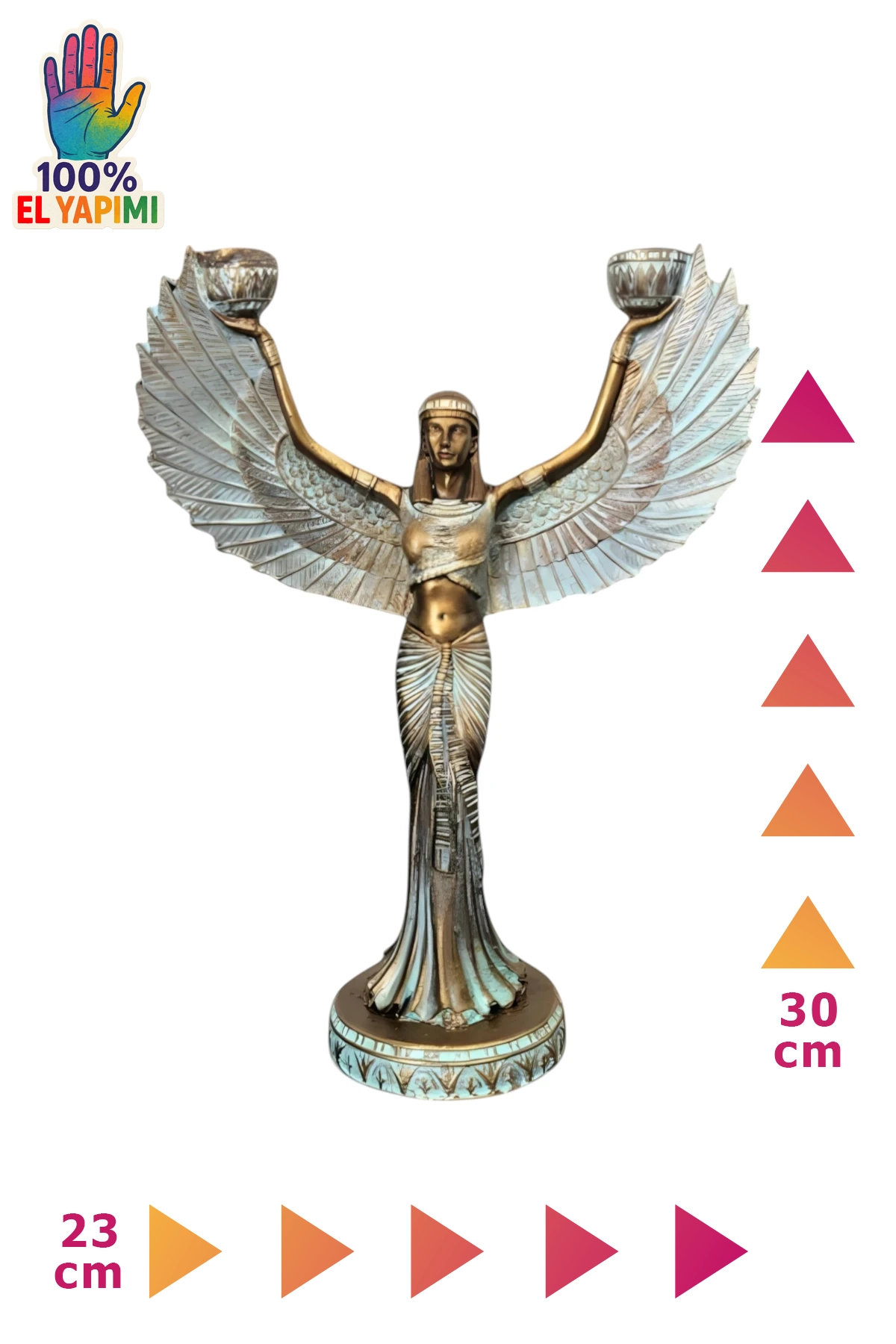 İsis Heykel Şamdanlık ve Mumluk - Altın Eskitme