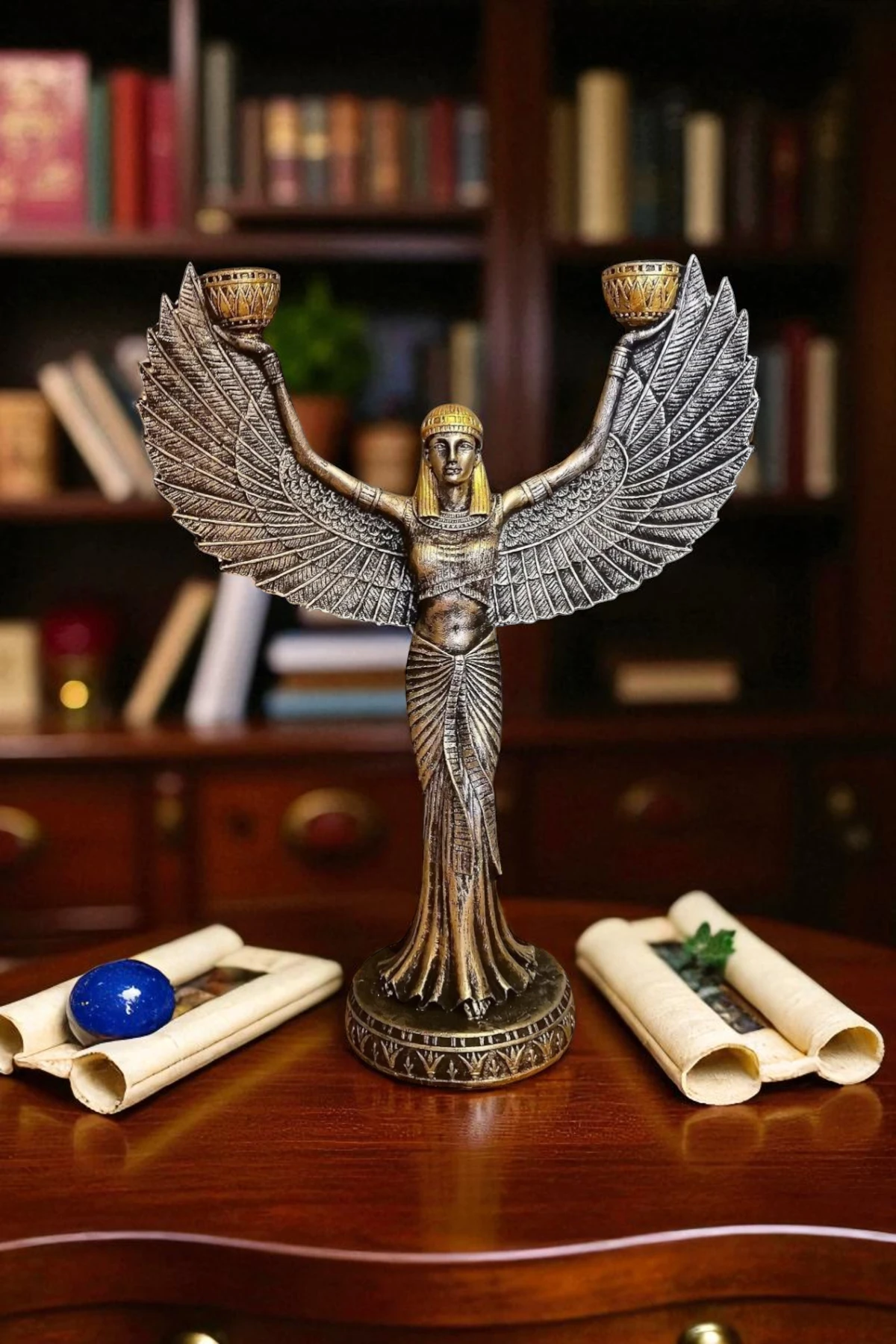 İsis Heykel Şamdanlık ve Mumluk - Altın/Gümüş