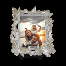 Kelebek Desenli Polyester Fotoğraf Çerçevesi - Sedef