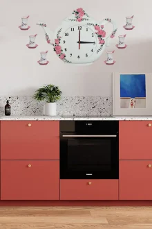 Kişiye Özel Polyester Çaydanlık Mutfak Duvar Saati