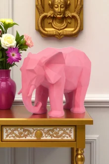 Kübik Fil Heykeli Biblo - Pembe