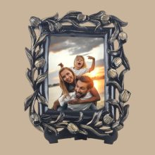 Lale Desenli Polyester Fotoğraf Çerçevesi - Altın