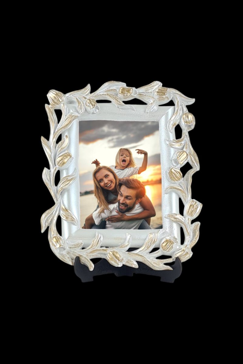 Lale Desenli Polyester Fotoğraf Çerçevesi - Sedef