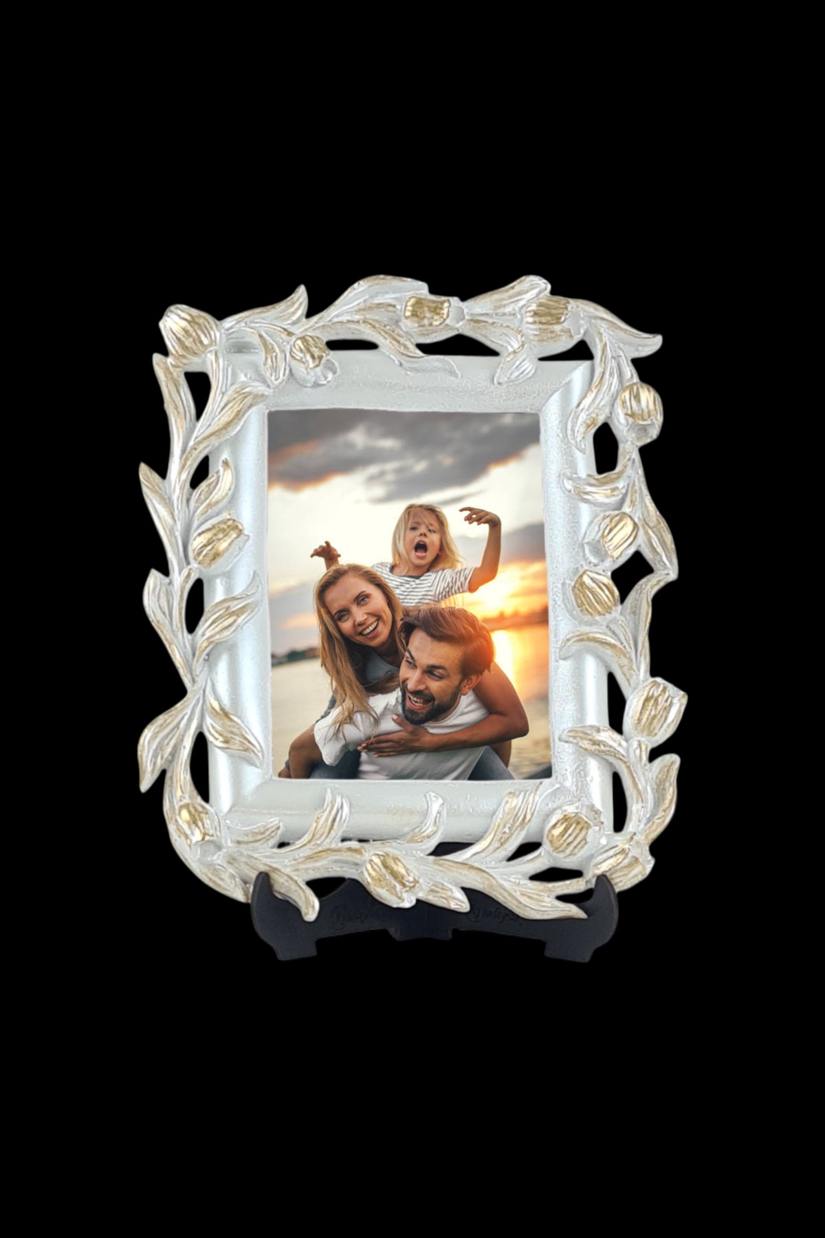 Lale Desenli Polyester Fotoğraf Çerçevesi - Sedef