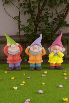 Görmedim Duymadım Bilmiyorum Üçlü Cüceler Heykeli Biblo - Renkli