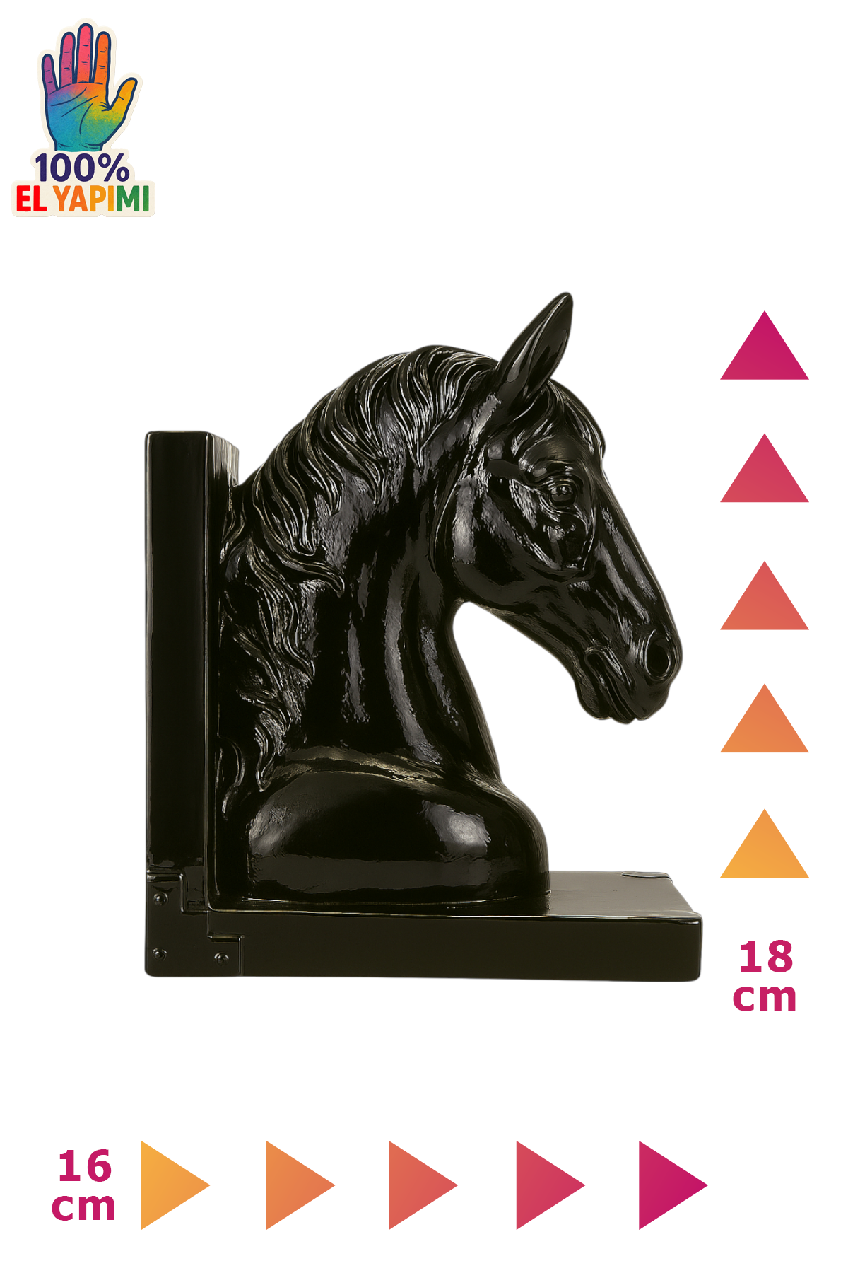 At Kafası Kitap Tutucu - Siyah