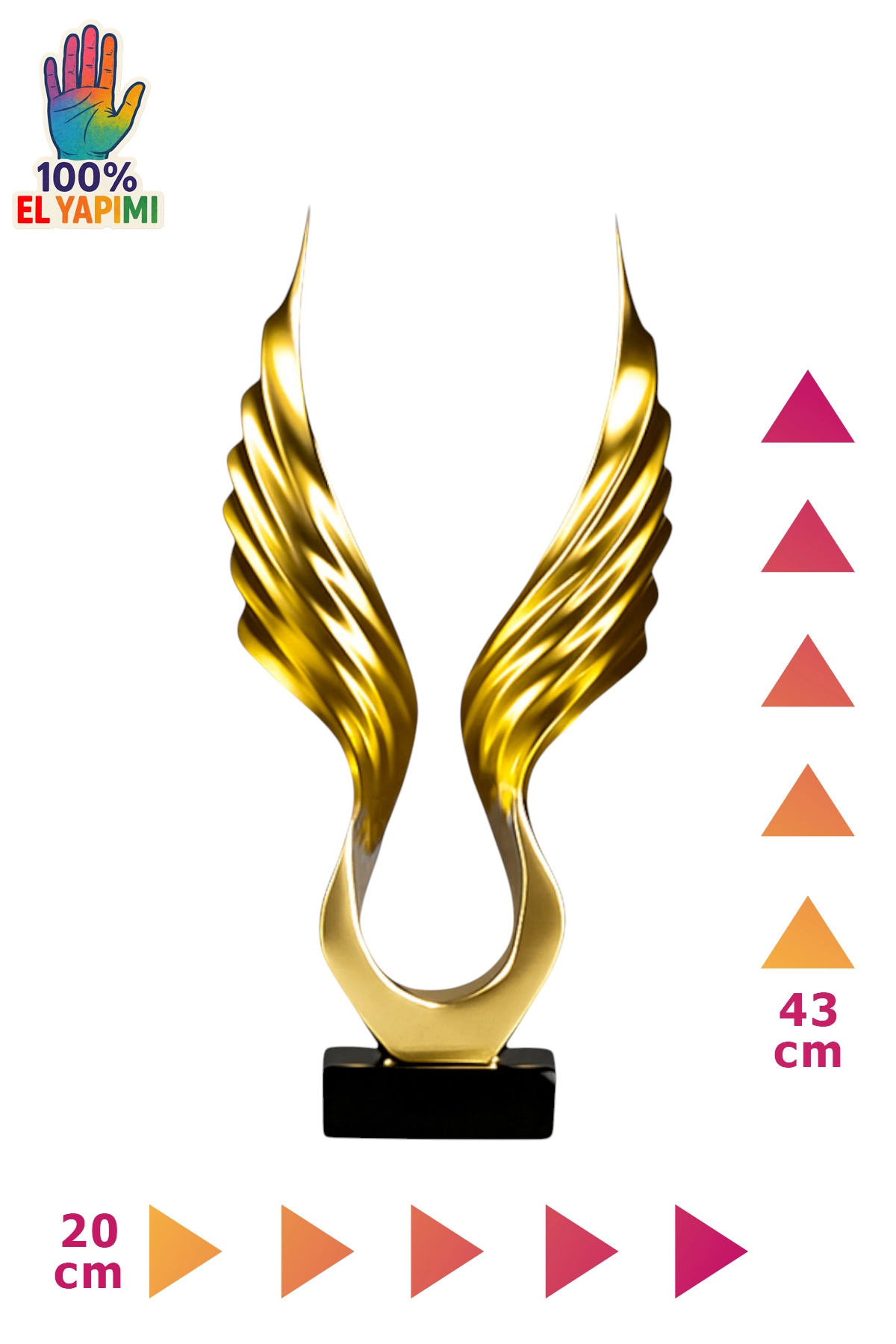 Soyut Melek Kanat Heykeli - Altın