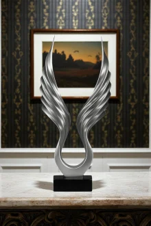 Soyut Melek Kanat Heykeli - Gümüş