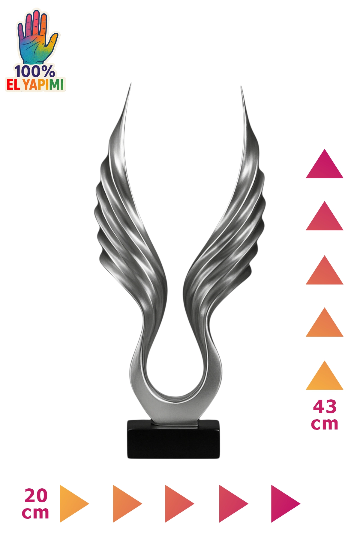 Soyut Melek Kanat Heykeli - Gümüş